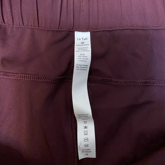 Lululemon Keep Moving Pant High-Rise, Size 14 Tall. Burgundy in color - Picture 3 of 5